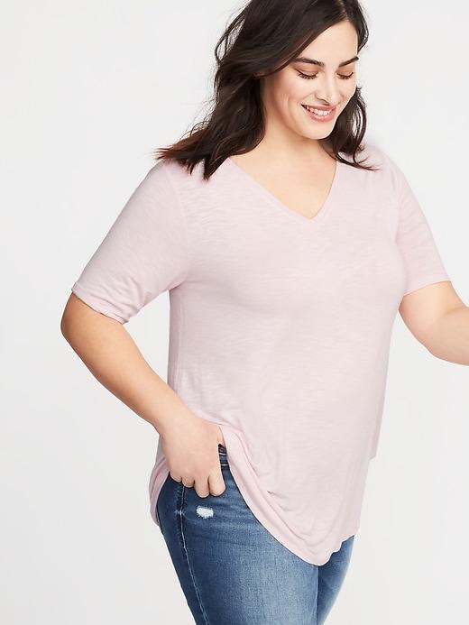 Luxe Slub-knit Elbow-sleeve Plus-size Tunic Tee