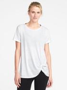 Old Navy Go Dry Ultra Light Knot Hem Tee For Women - Gray Stripe