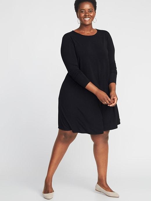 Old Navy Womens Plus-size Jersey Swing Dress Black Size 1x