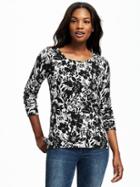 Old Navy Classic Crew Neck Pullover For Women - Black Print