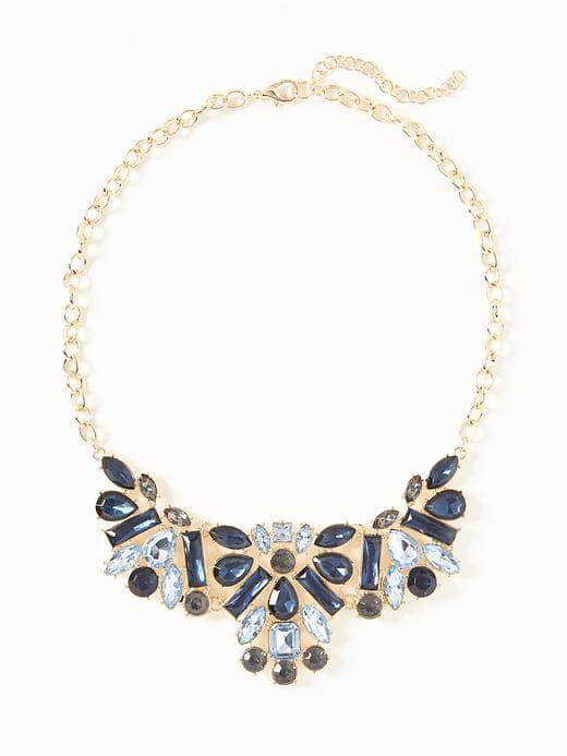 Old Navy Crystal Cluster Statement Necklace For Women - Blue