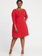 Old Navy Womens Fit & Flare Plus-size Scoop-neck Dress Robbie Red Size 2x