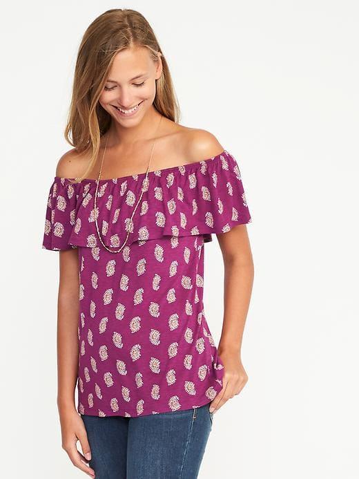 Old Navy Off The Shoulder Swing Top For Women - Berries Galore