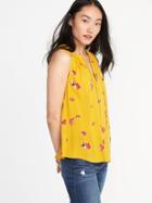 Old Navy Womens Relaxed Boho V-neck Top For Women Yellow Floral Size M