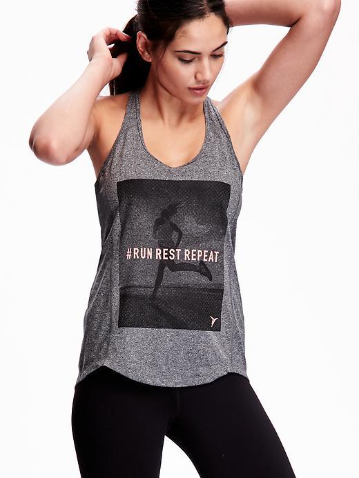 Old Navy Go Dry Cool Graphic Tank Size L - Lotus Lady Neon