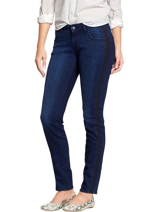 Old Navy Womens The Rockstar Tuxedo Stripe Jeans - Rinse