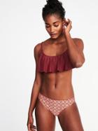 Old Navy Womens Ruffle-trim Swim Top For Women Golly Gee Garnet Size M