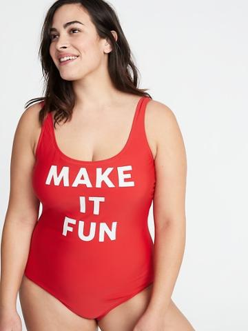Secret-slim Graphic Plus-size Swimsuit