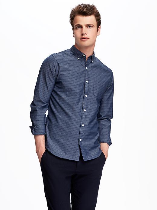 Old Navy Slim Fit Indigo Shirt For Men - Blue Stripe