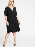 Waist-defined Faux-wrap Jersey Plus-size Dress