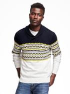 Old Navy Shawl Collar Fair Isle Sweater For Men - Big Navy