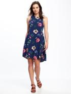 Old Navy Poplin Swing Dress For Women - Navy Floral