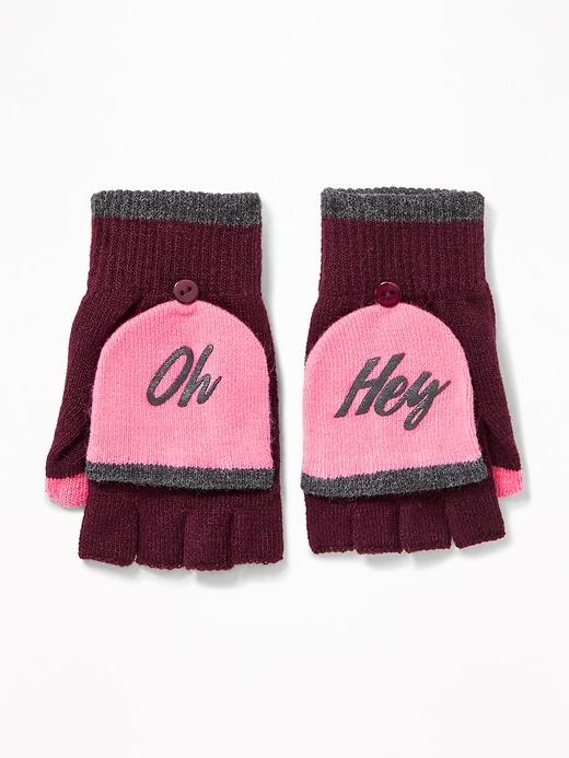 Old Navy Womens Convertible Flip-top Gloves For Women Lite Burgundy Size One Size