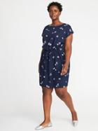 Old Navy Womens Waist-defined Plus-size Dress Navy Blue Print Size 4x