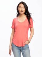 Old Navy Luxe Curved Hem Tee For Women - Coral Tropics