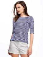 Old Navy Classic Fitted Ballet Back Tee For Women - Navy Stripe