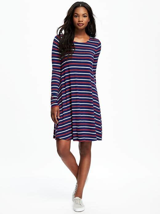 Old Navy Knit Swing Dress For Women - Navy Multi