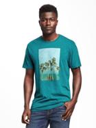Old Navy Soft Washed Graphic Crew Neck Tee For Men - Teal We Meet