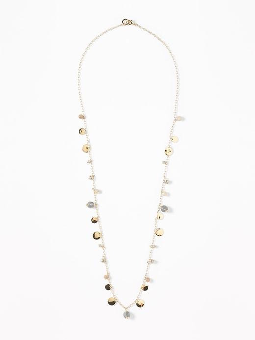 Old Navy Womens Beaded-coin Station Necklace For Women Gray Size One Size