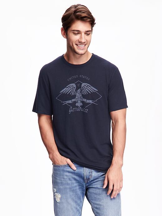 Old Navy Linen Blend Graphic Tee For Men - Ink Blue