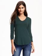 Old Navy V Neck Layering Tee For Women - Winter Spruce