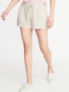 Mid-rise Linen-blend Shorts For Women - 4-inch Inseam