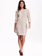 Old Navy Womens Cable Knit Sweater Dress Size L Tall - Oatmeal Marl