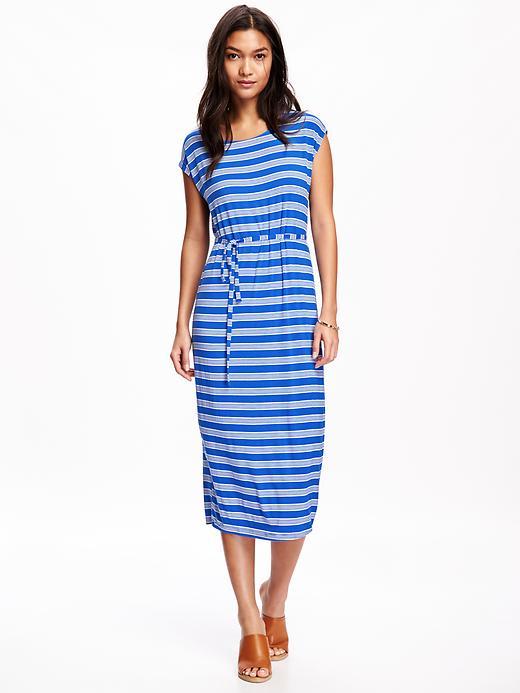 Old Navy Tie Waist Jersey Cocoon Dress For Women - Blue Stripe