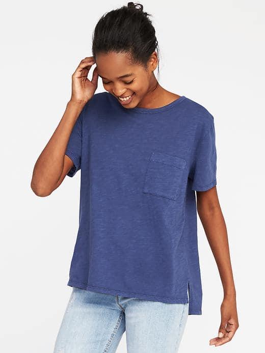 Old Navy Slub Knit Boyfriend Tee For Women - Indigo