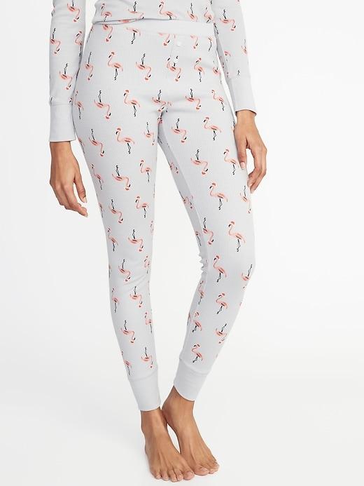 Old Navy Womens Patterned Thermal-knit Sleep Leggings For Women Flamingo Size Xxl
