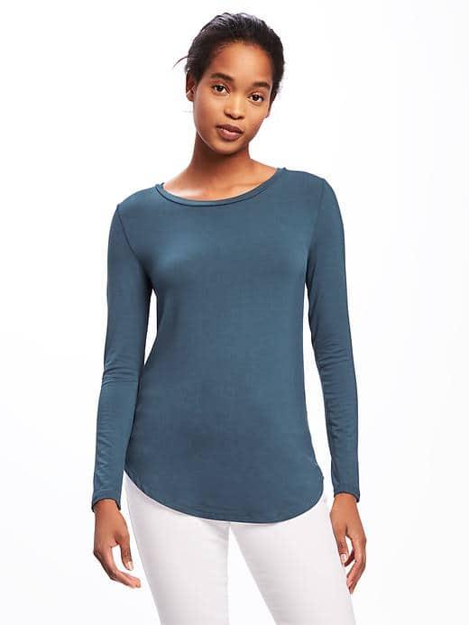 Old Navy Crew Neck Layering Tee For Women - Blue Mood
