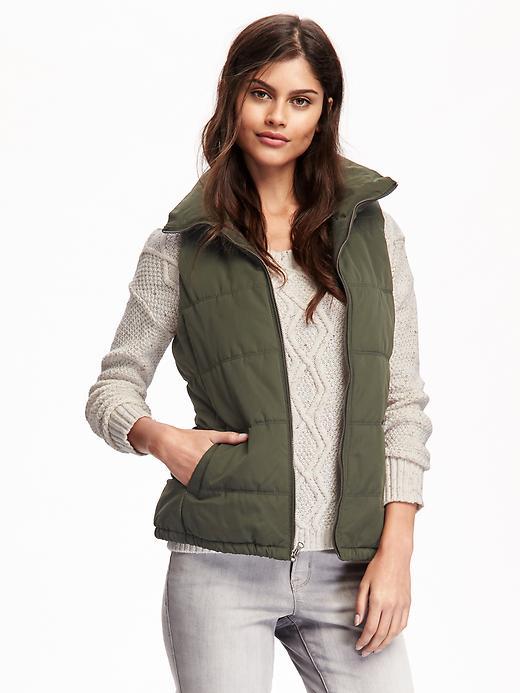Old Navy Frost Free Puffer Vest For Women - Basil Pesto