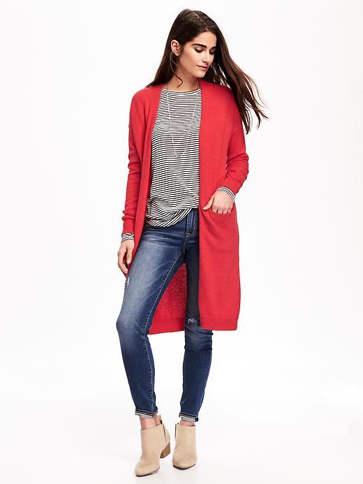 Old Navy Relaxed Open Front Long Sweater For Women - In The Red