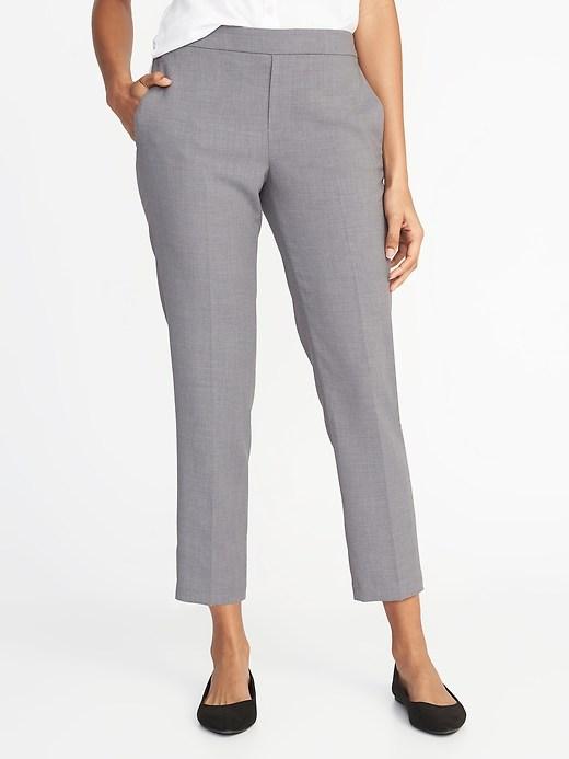 Old Navy Womens Mid-rise Pull-on Straight Pants For Women Light Gray Size 12