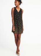 Old Navy Womens Printed Sleeveless V-neck Dress For Women Black Floral Size M