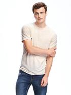 Old Navy Linen Blend Crew Neck Tee For Men - Oatmeal