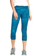 Womens Active Patterned Compression Capris 20&quot; Size L Tall - Peacock Jewel Poly