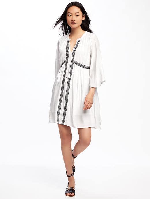 Old Navy Embroidered Tie Front Swing Dress For Women - Calla Lillies