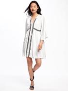 Old Navy Embroidered Tie Front Swing Dress For Women - Calla Lillies