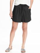 Old Navy Womens Belted High Rise Linen Blend Shorts 5&quot; Size 0 - Black Cat