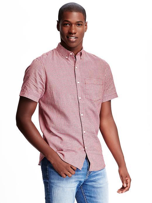 Old Navy Printed Slim Fit Linen Blend Shirt For Men - Reddy Set Go