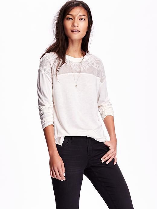 Old Navy Womens Embroidered Yoke Top Size L Tall - Creme De La Creme
