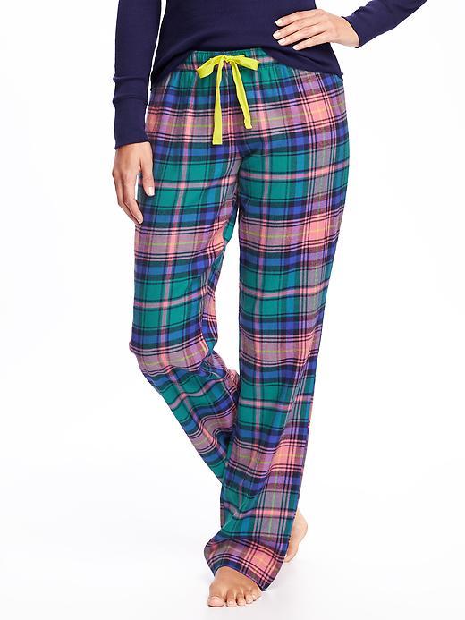 Old Navy Flannel Drawstring Sleep Pants For Women - Green Tartan