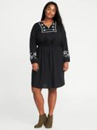 Old Navy Womens Embroidered Plus-size Cinched-waist Dress Blackjack Size 4x