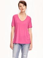 Old Navy Relaxed Drapey V Neck Tee For Women - Pink A Boo