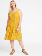 Old Navy Womens Plus-size Fit & Flare Tiered Midi Dress Yellow Floral Size 3x