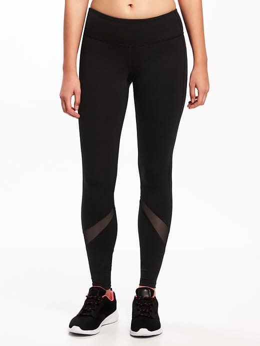 Old Navy Go Dry Compression Mesh Trim Leggings For Women - Black