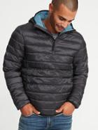 Old Navy Mens Water-resistant Quilted 1/4-zip Hooded Jacket For Men Heather Gray Size L