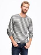 Old Navy Striped Waffle Knit Tee For Men - Dark Heather Grey
