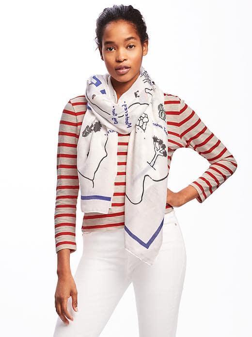 Old Navy Printed Herringbone Linear Scarf For Women - California